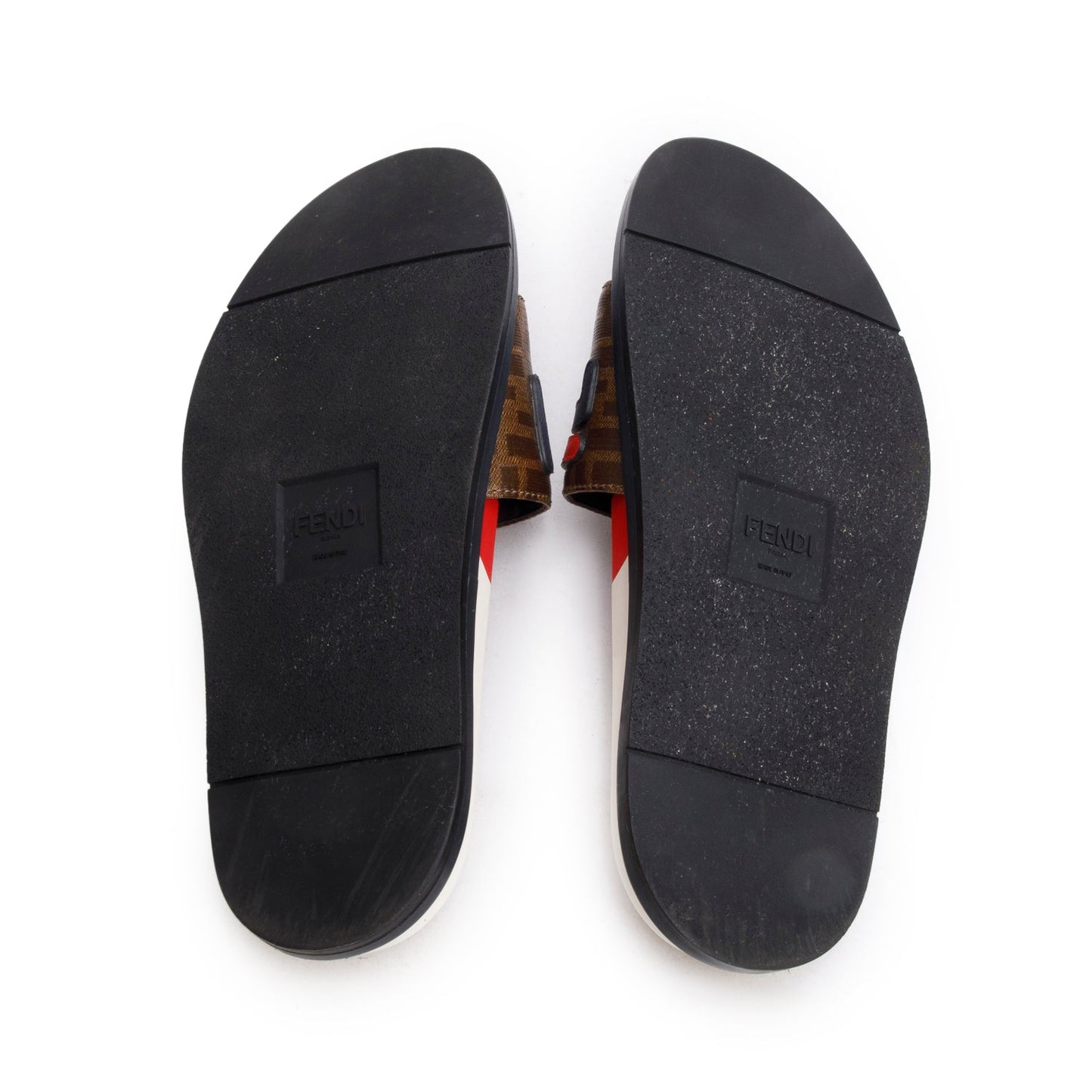 Fendi x Fila Zucca FF Logo Canvas Rubber Slides, Mens Size 8