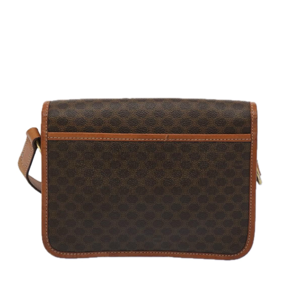 Luxury CELINE Macadam Canvas Shoulder Bag PVC Leather Brown  65289