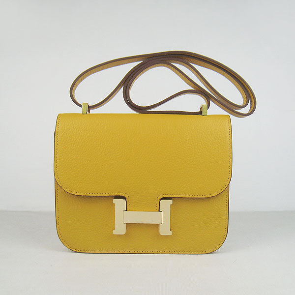 Luxury Hermes Constance Cowskin Leather Bag H017 yellow golden