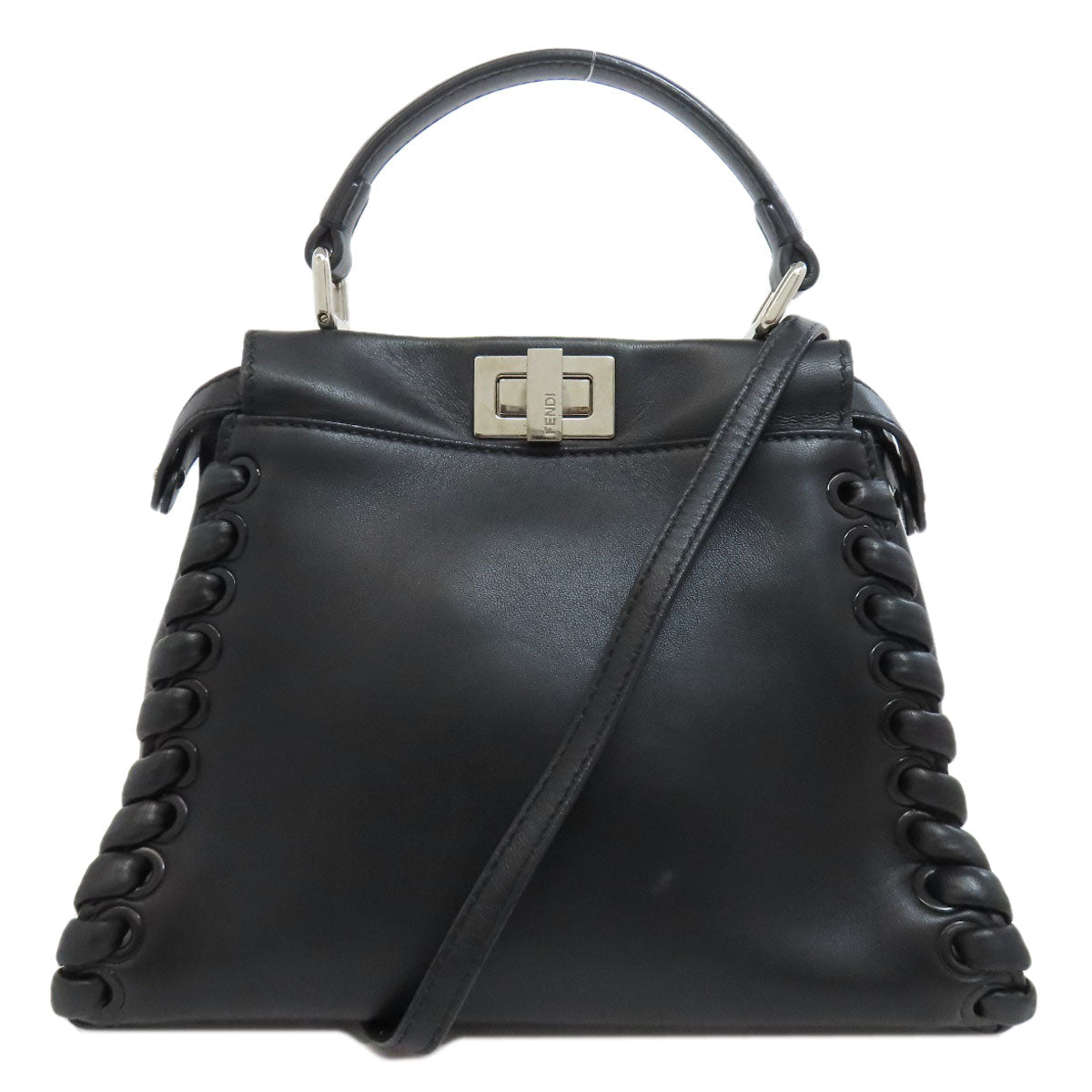 FENDI Handbag leather black Peekaboo Mini 2WAY
