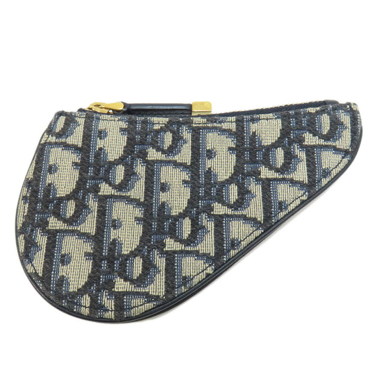Christian Dior Coin case canvas Navy Saddle Trotter Pattern Women