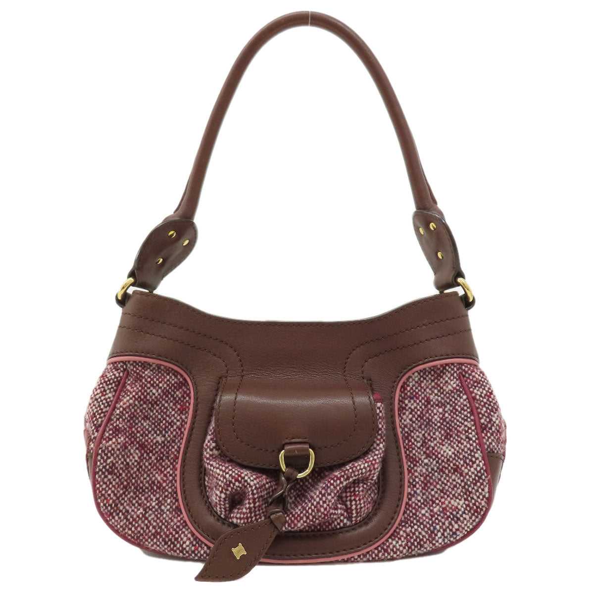 CELINE Handbag Tweed, Leather Red logoMetal Tweed Women