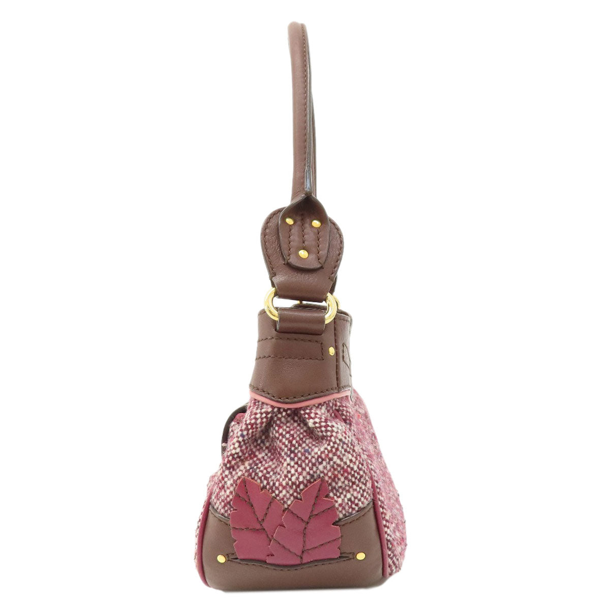 CELINE Handbag Tweed, Leather Red logoMetal Tweed Women