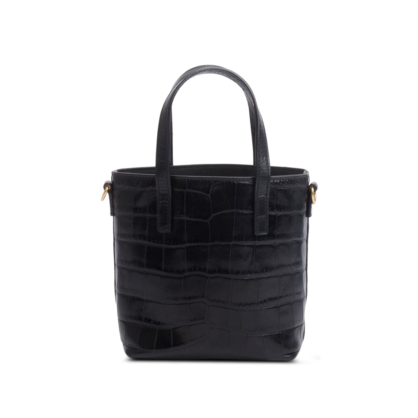 Saint Laurent 2026 Black Croc Embossed Calfskin Mini Toy Shopper Tote