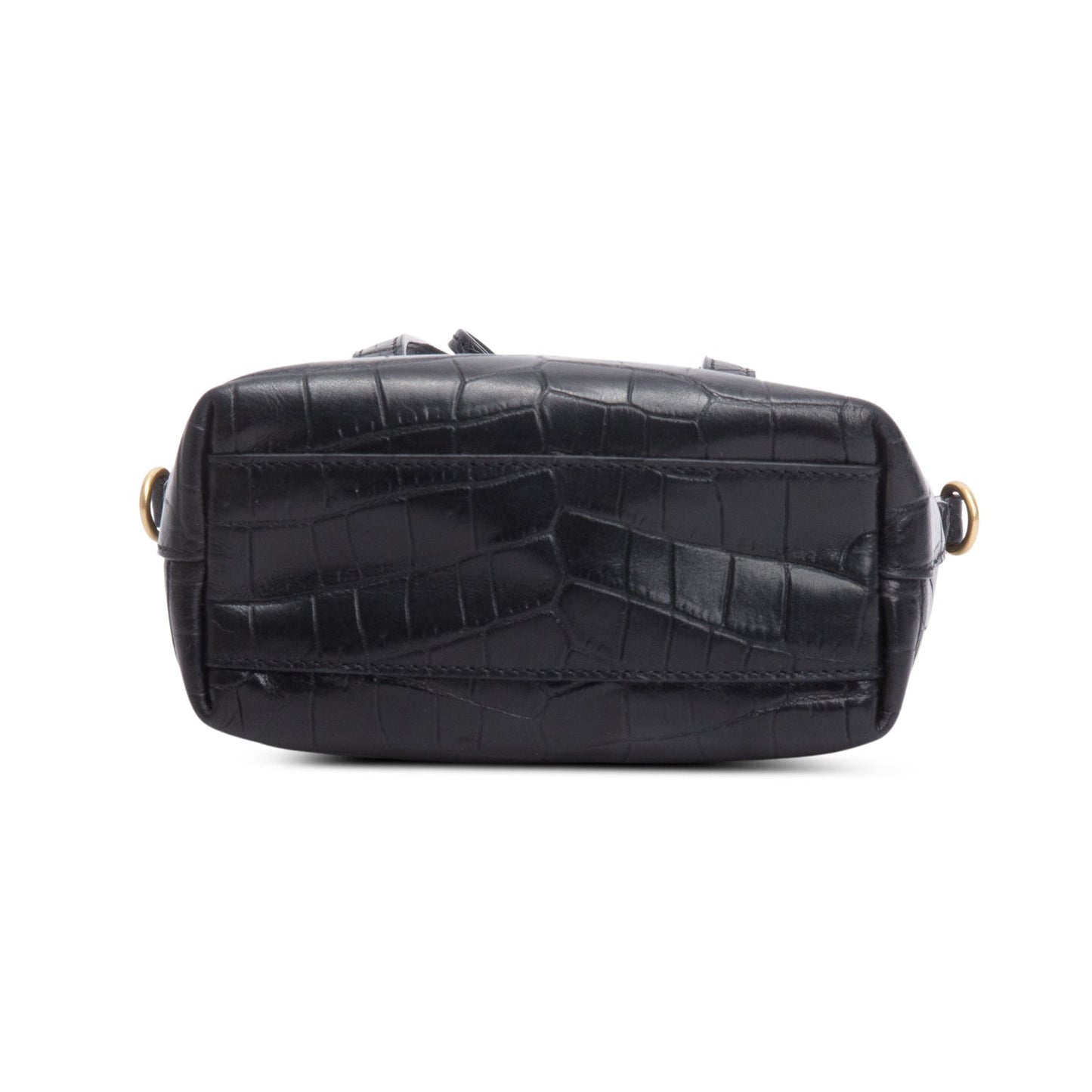 Saint Laurent 2026 Black Croc Embossed Calfskin Mini Toy Shopper Tote