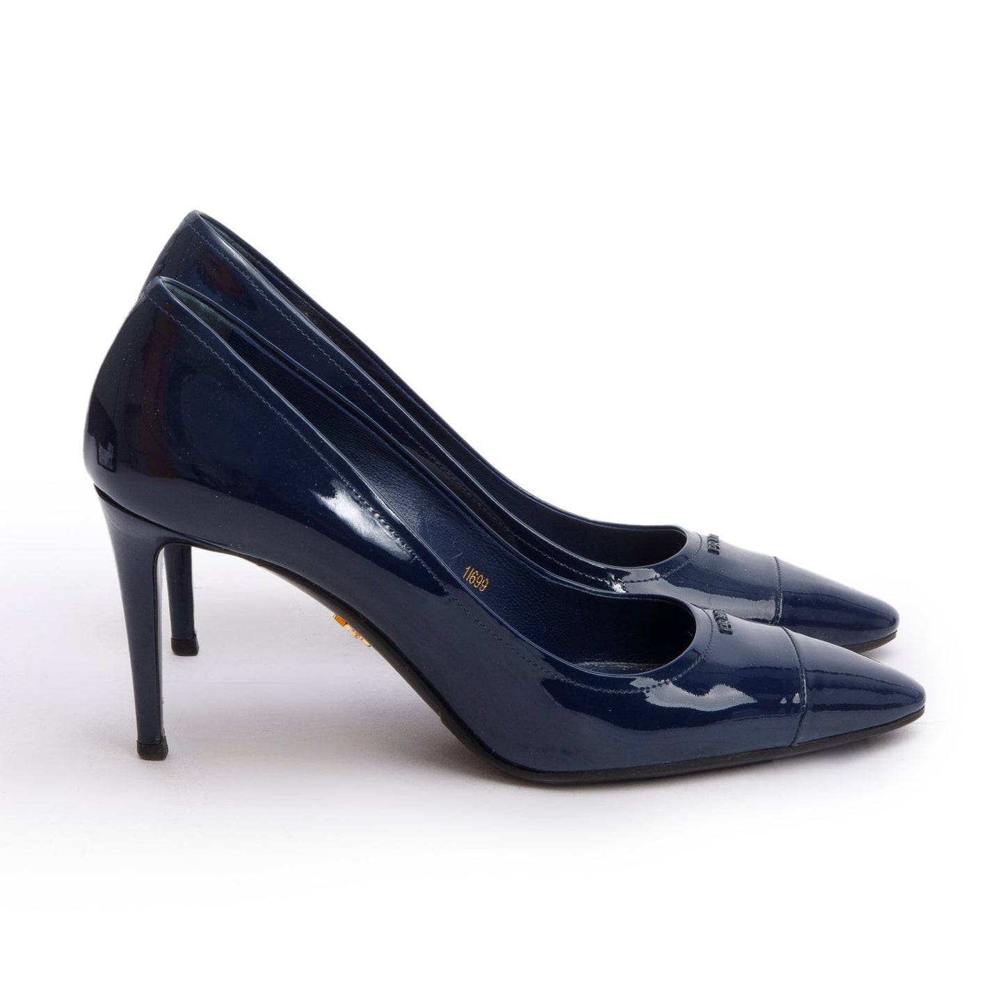 Prada Blue Patent Leather Pumps, Size 38