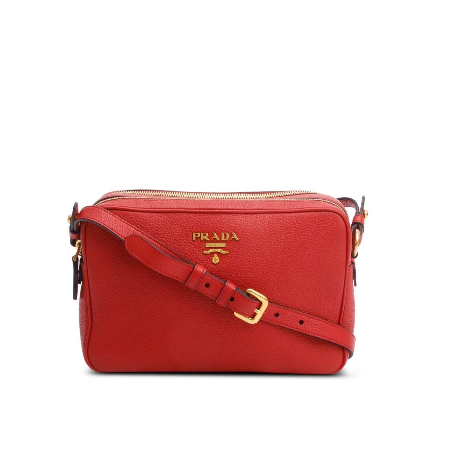 Prada Red Vitello Phenix Leather Camera Bag