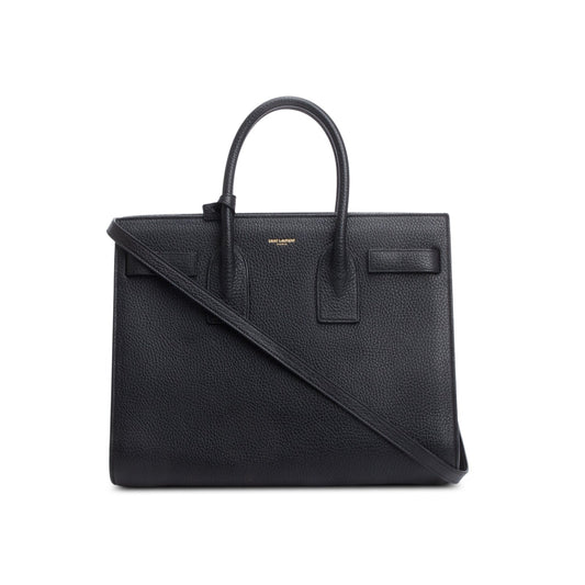 Saint Laurent Black Grained Leather Small Sac de Jour