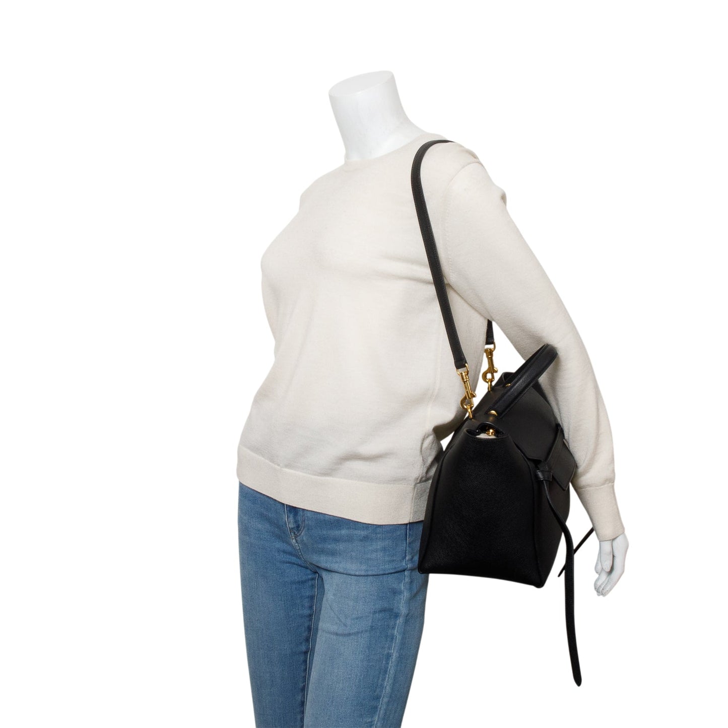 Celine Black Grained Leather Mini Belt Bag