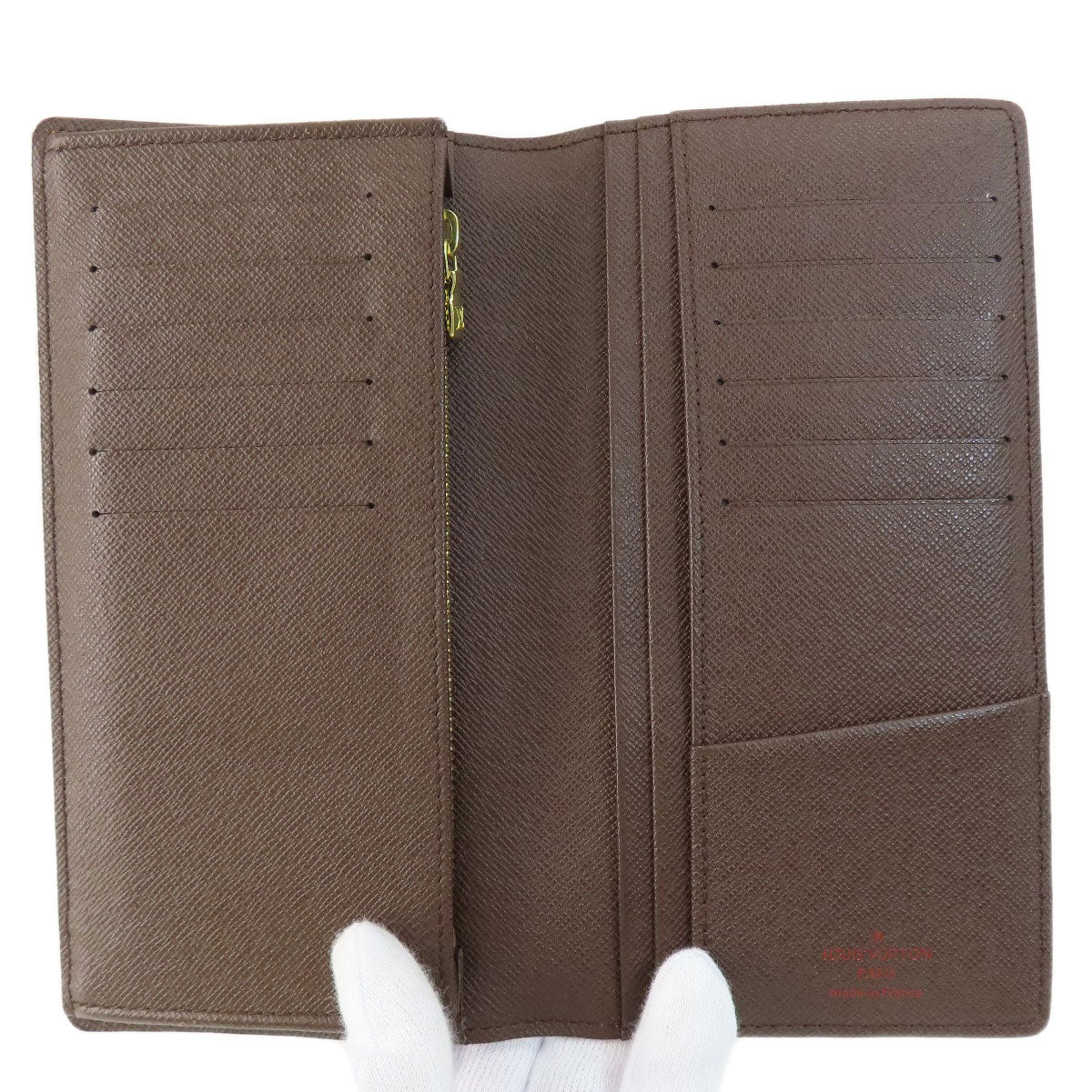 LOUIS VUITTON Long Wallet Purse N60017 Damier canvas Brown Portefeuille�EBrazza Former mens