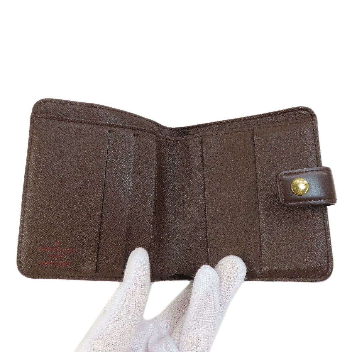 LOUIS VUITTON Bifold Wallet M61668 Damier canvas Brown Compact zip Women Used