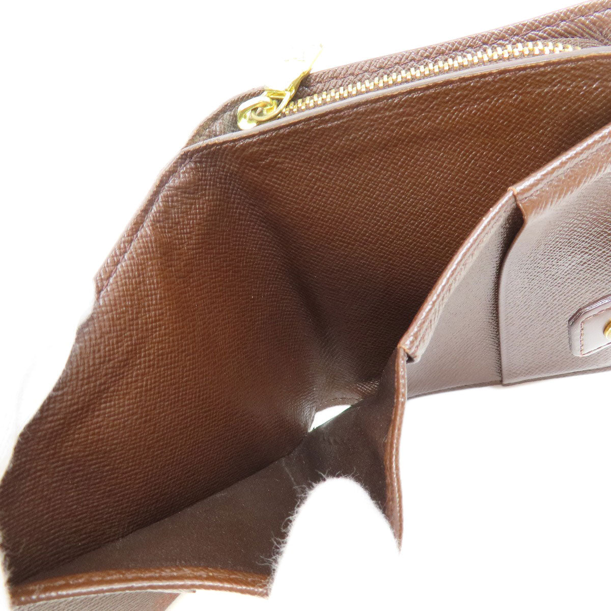 LOUIS VUITTON Bifold Wallet M61668 Damier canvas Brown Compact zip Women Used