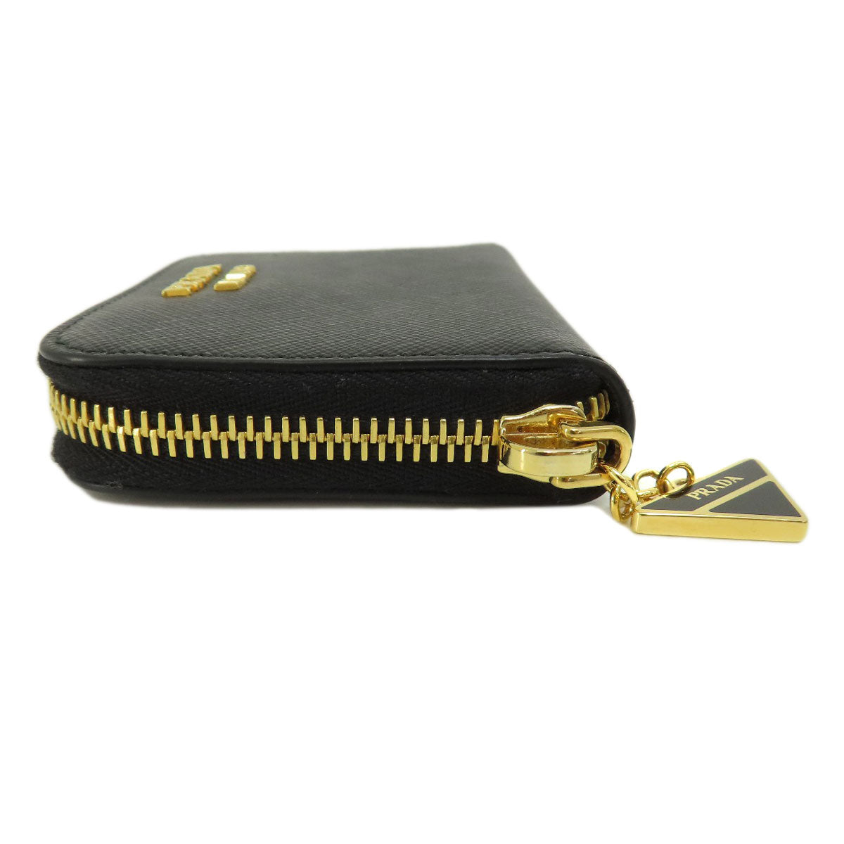 PRADA Coin case leather black Saffiano logoMetal