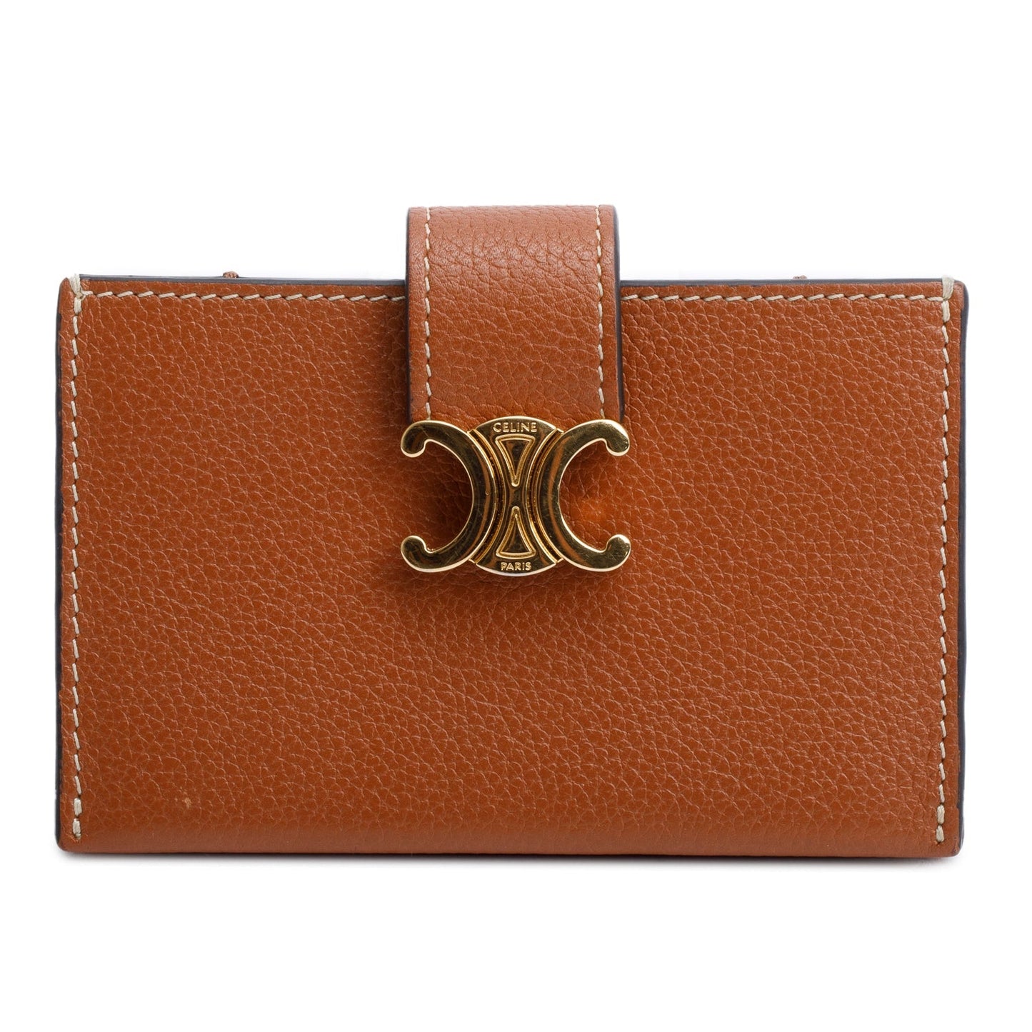 Celine 2025 Tan Supple Grained Calfskin Leather Accordeon Card Holder Nino