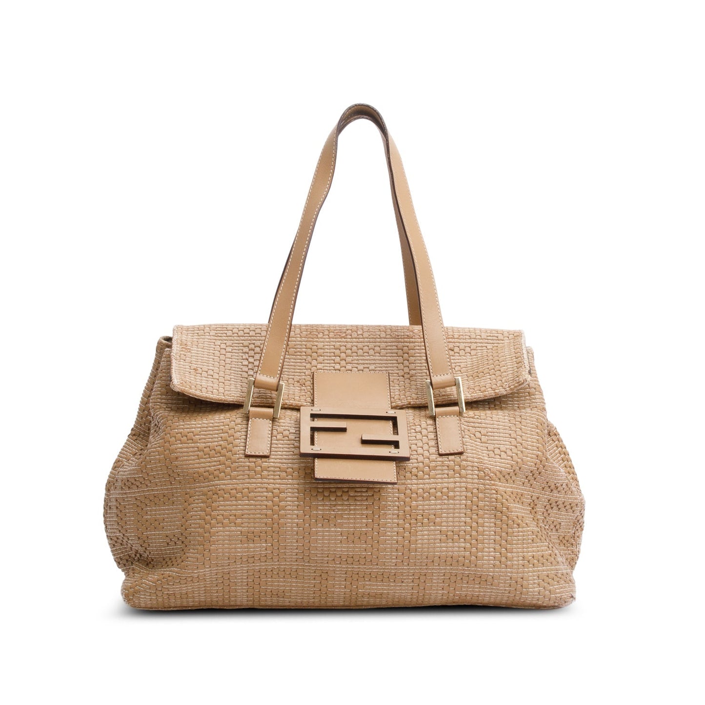 Fendi Beige Woven Leather Large Mama Forever Tote
