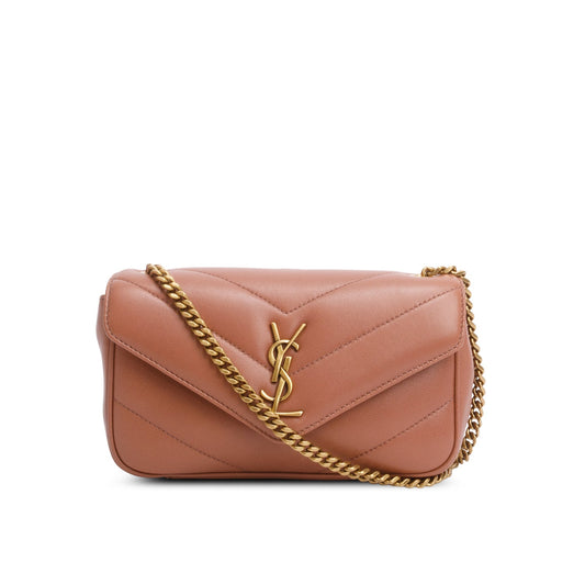 Saint Laurent 2026 Pink Lambskin Chevron Small LouLou Bag