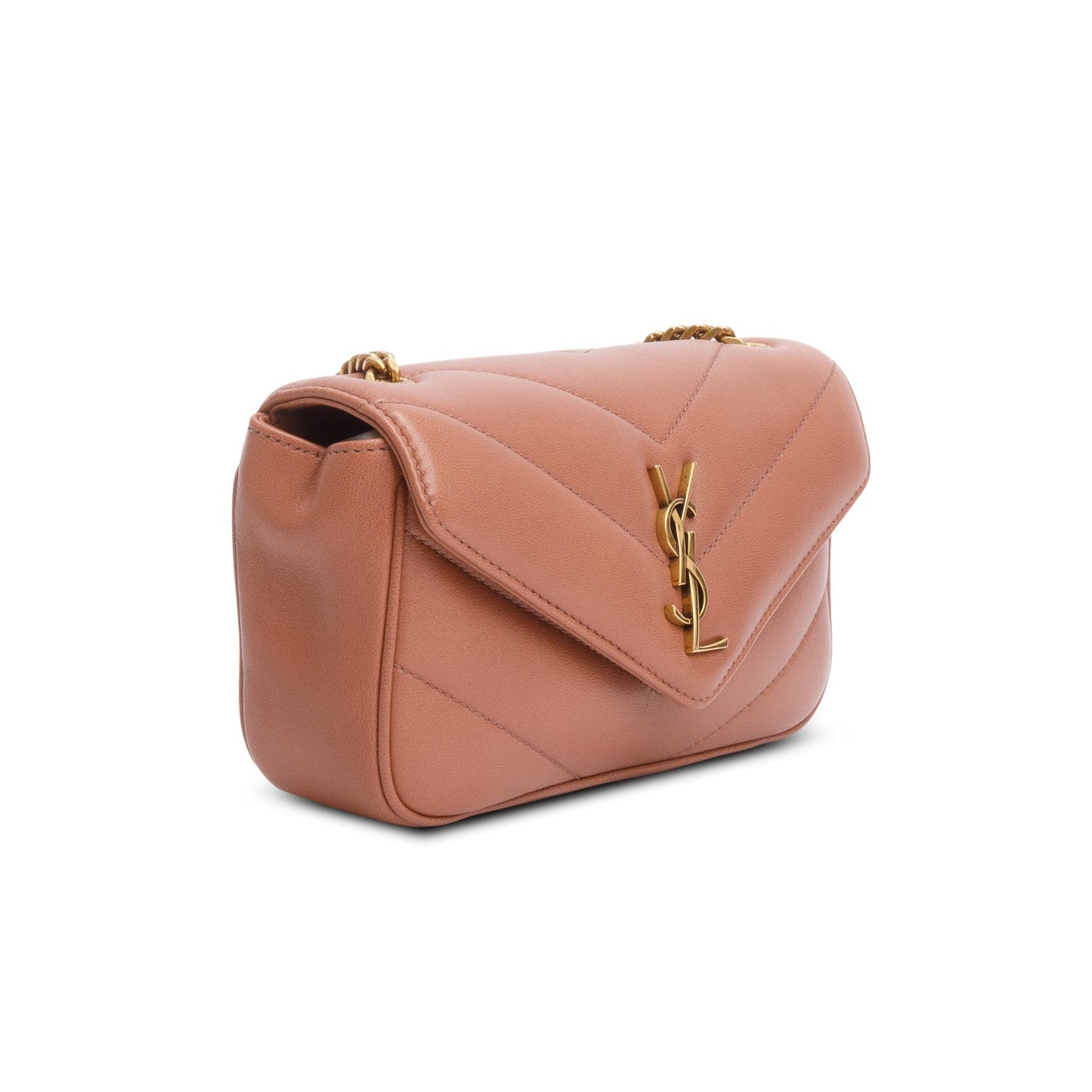 Saint Laurent 2026 Pink Lambskin Chevron Small LouLou Bag