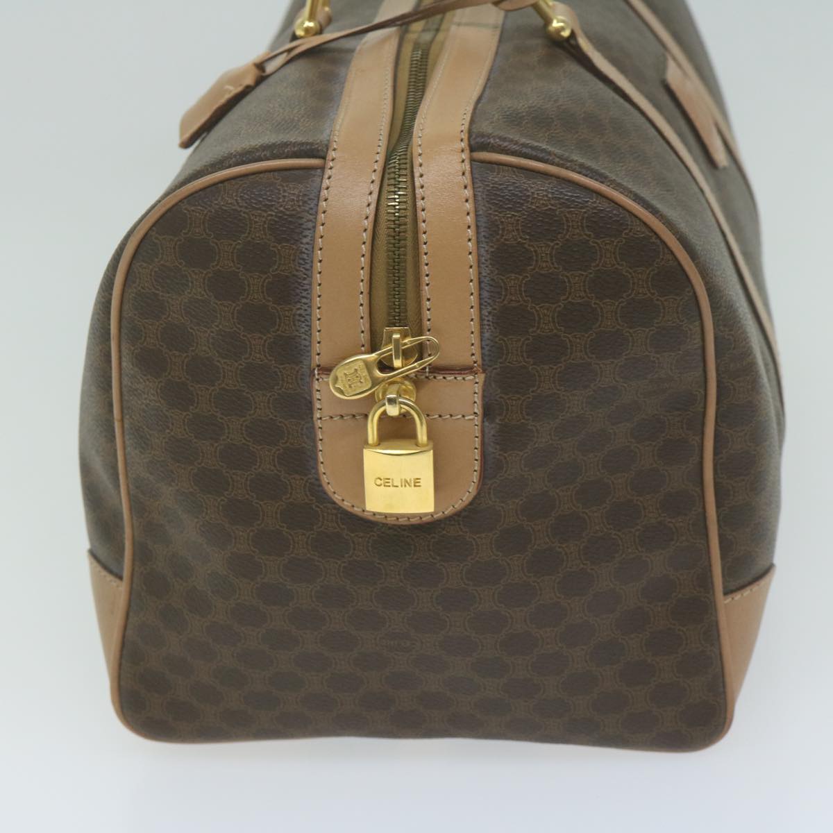 Luxury CELINE Macadam Canvas Boston Bag PVC Brown  65445