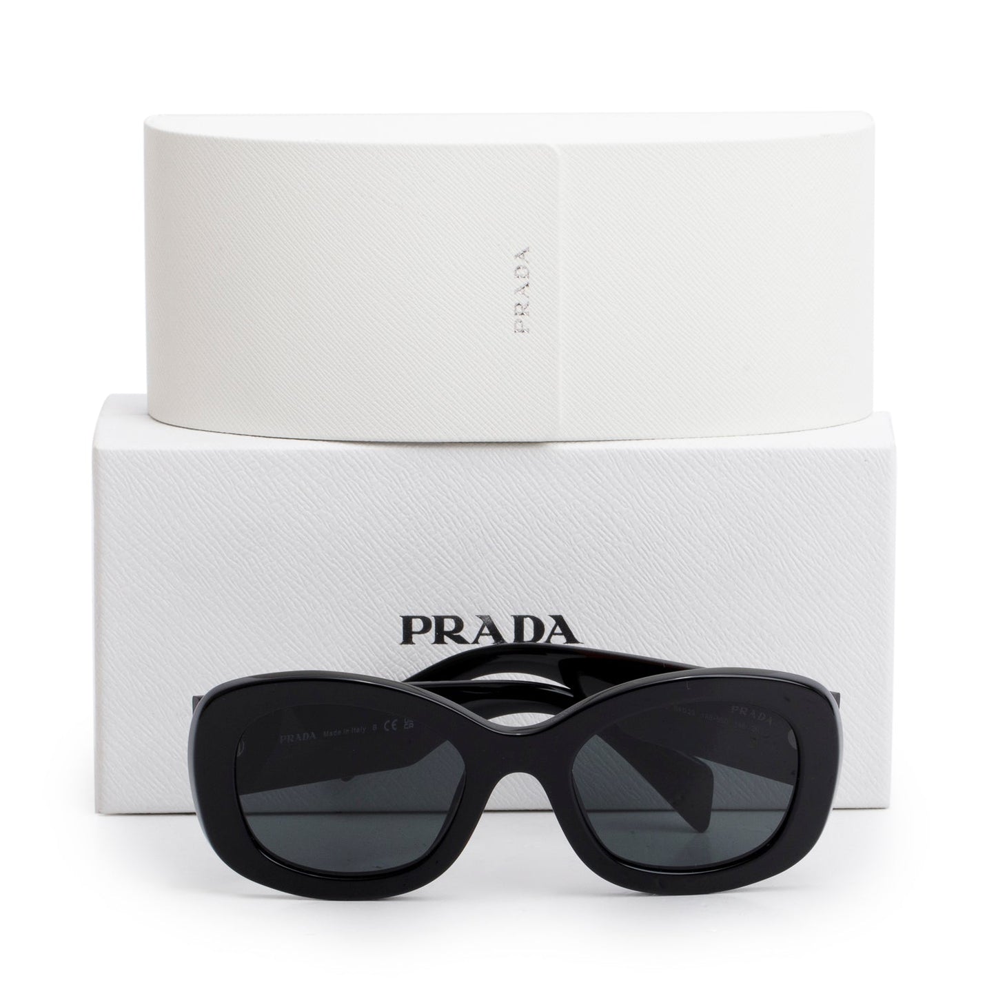 Prada SPRA13 Black Oval Acetate Sunglasses