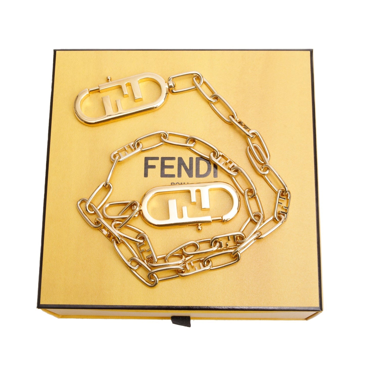 Fendi Gold-Tone Metal Chain O'Lock Strap You Bag Strap