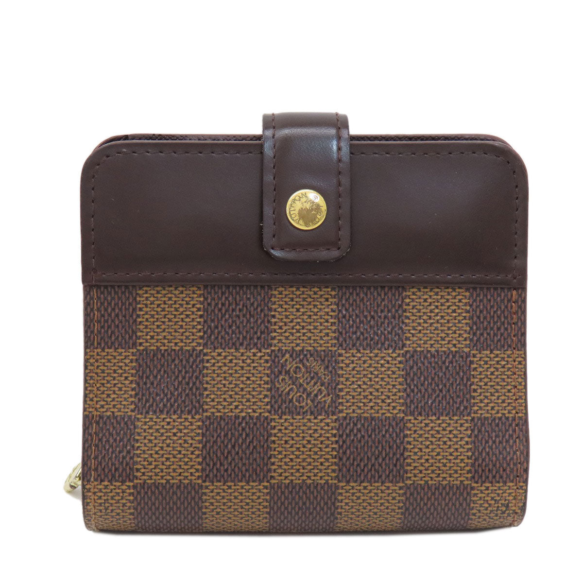LOUIS VUITTON Bifold Wallet M61668 Damier canvas Brown Compact Zip Damier Ebene Women