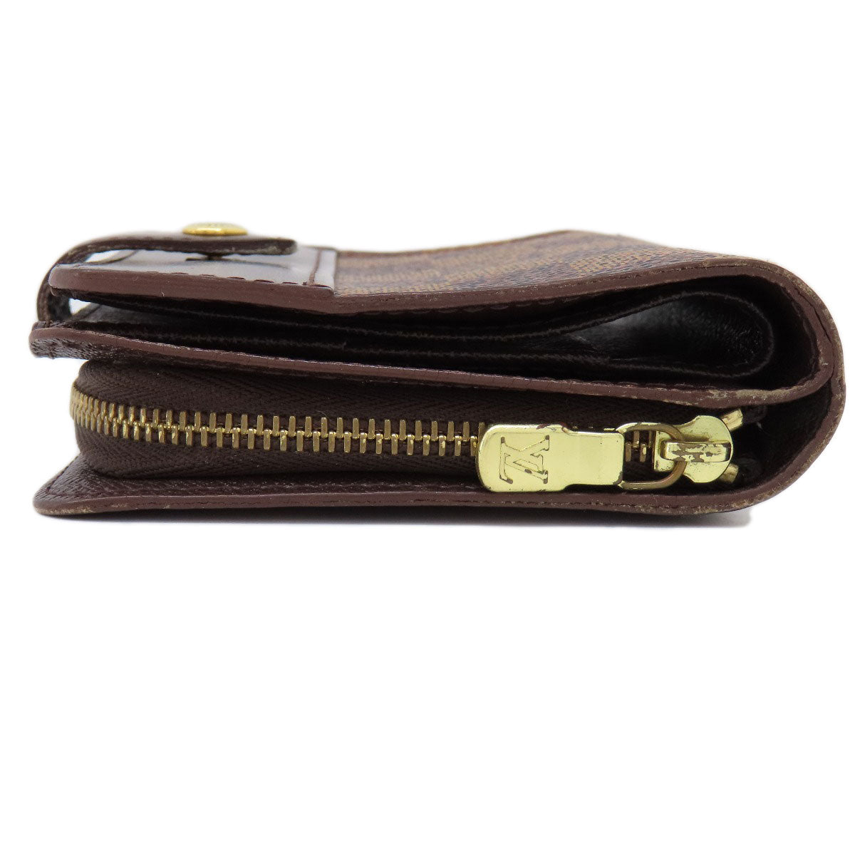 LOUIS VUITTON Bifold Wallet M61668 Damier canvas Brown Compact Zip Damier Ebene Women