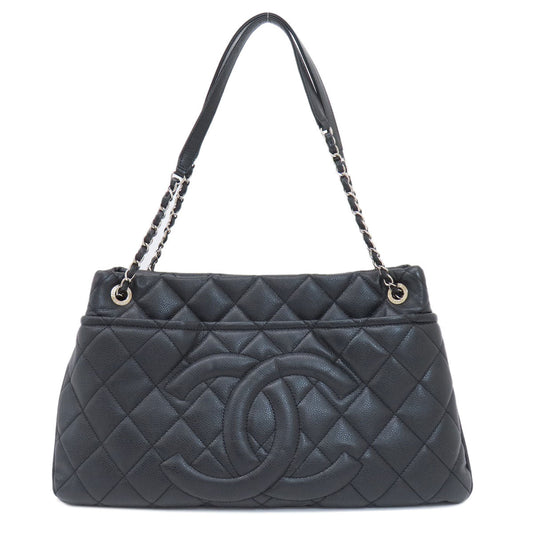 CHANEL Tote Bag Soft Grained Calfskin black COCO Mark Matelasse SilverMetal