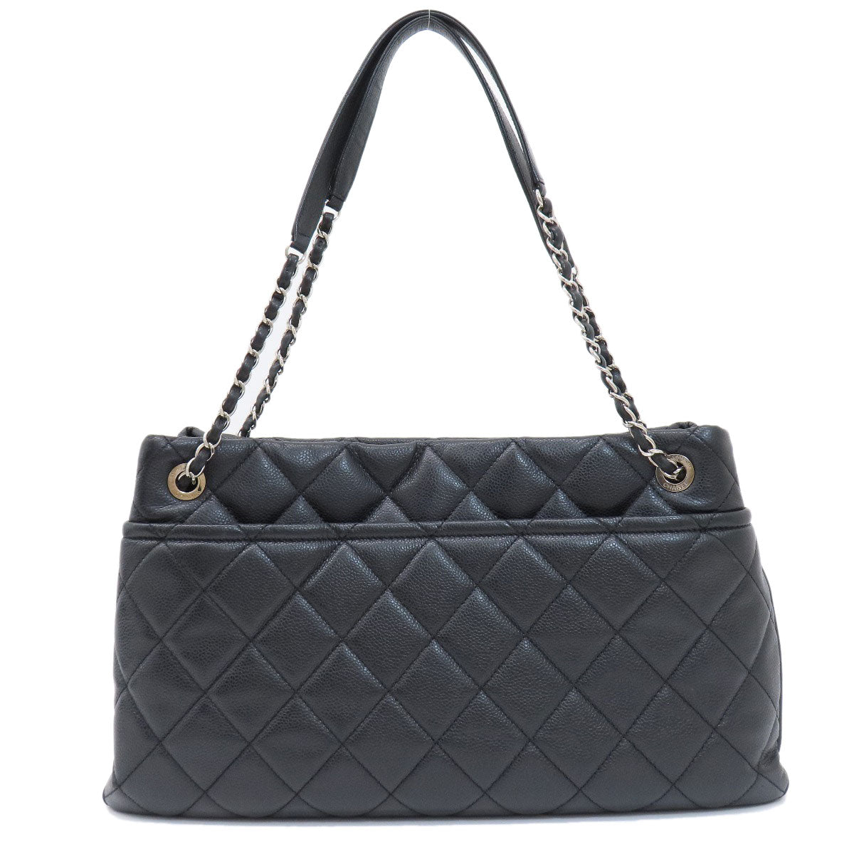 CHANEL Tote Bag Soft Grained Calfskin black COCO Mark Matelasse SilverMetal