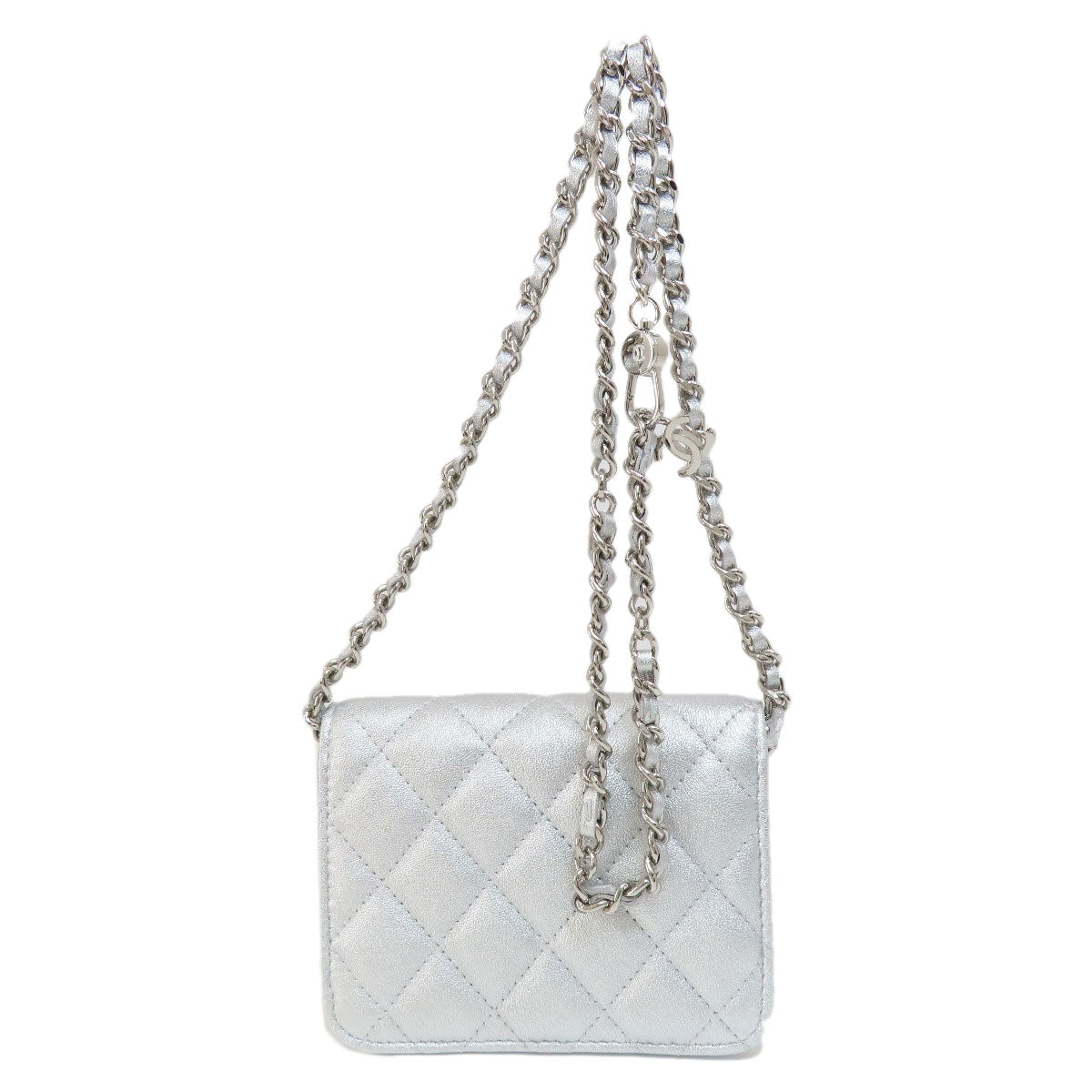 CHANEL Shoulder Bag lambskin Silver Mini ChainShoulder Star Motif Matelasse SilverMetal