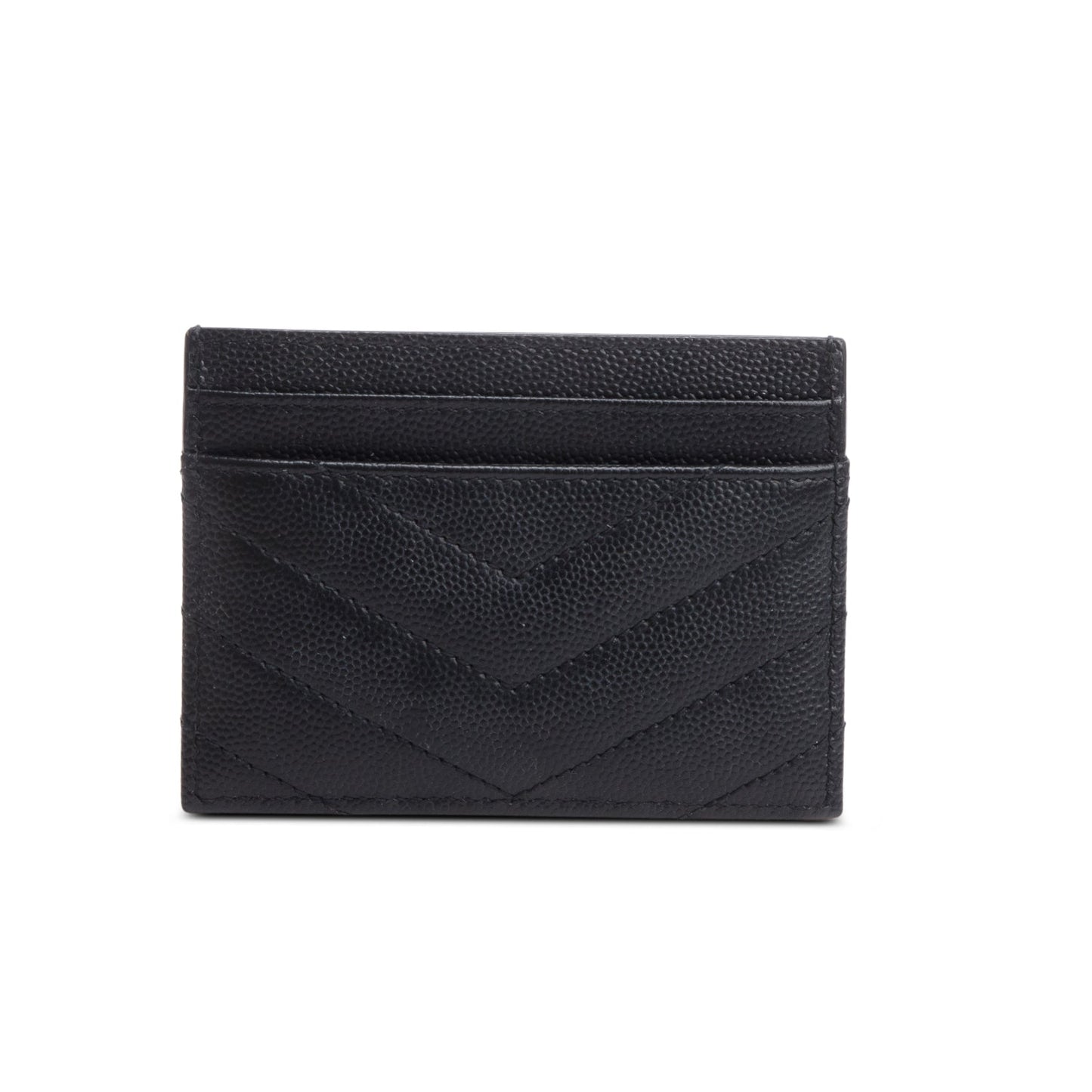 Saint Laurent 2026 Black Grain de Poudre Matelasse Chevron Leather Card Holder