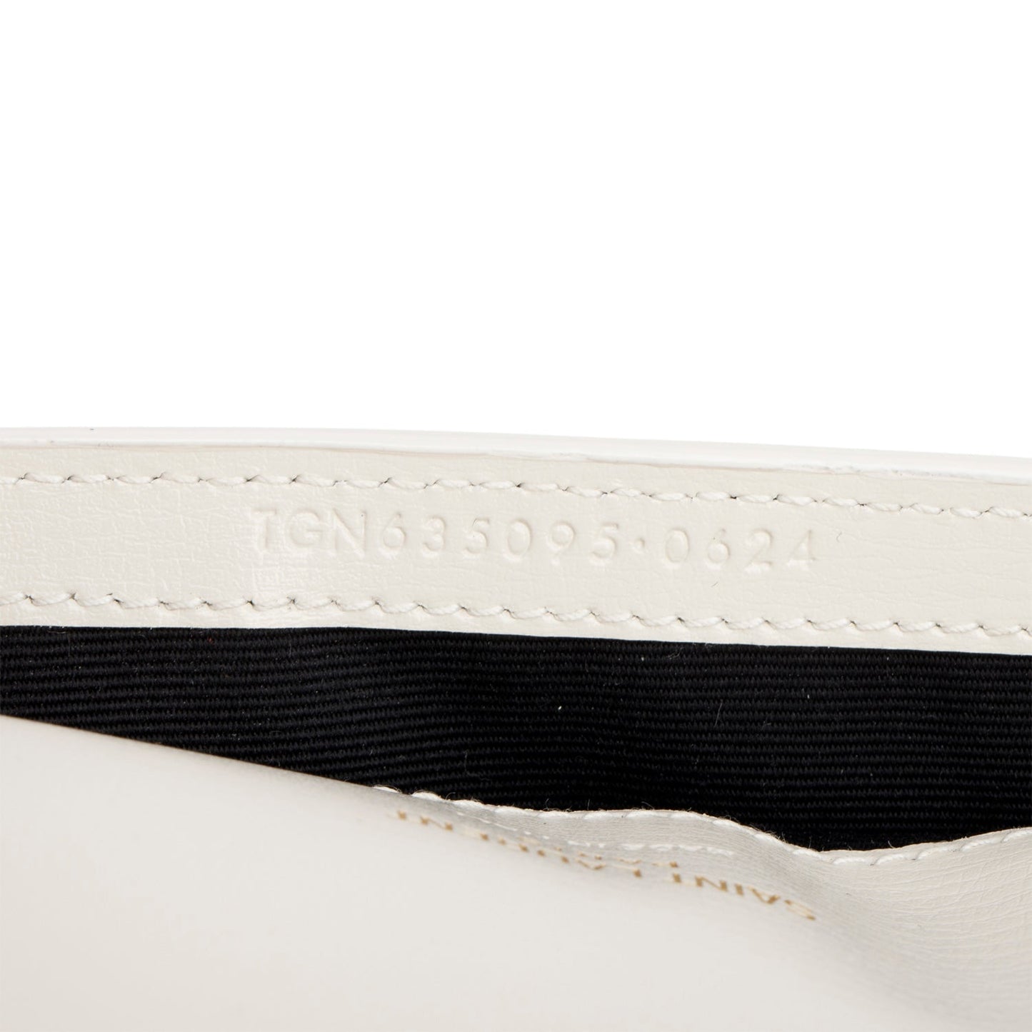 Saint Laurent 2024 White Smooth Leather Cassandre Phone Holder Bag