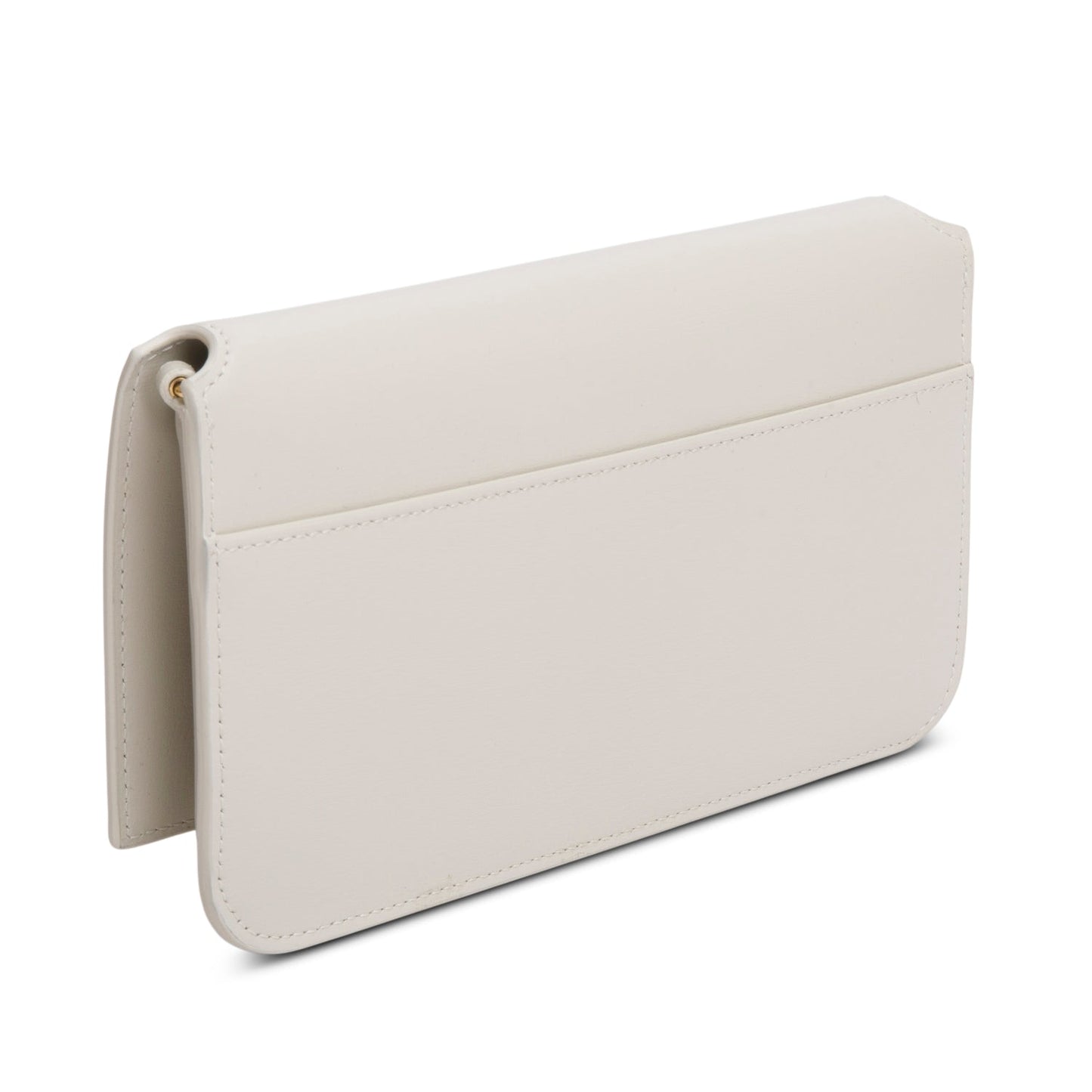 Saint Laurent 2024 White Smooth Leather Cassandre Phone Holder Bag