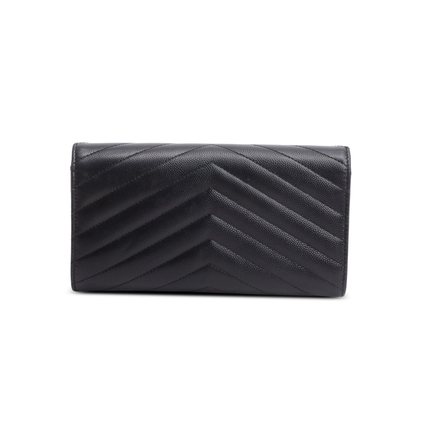 Saint Laurent 2021 Black Lambskin Leather Cassandre Matelasse Large Flap Wallet
