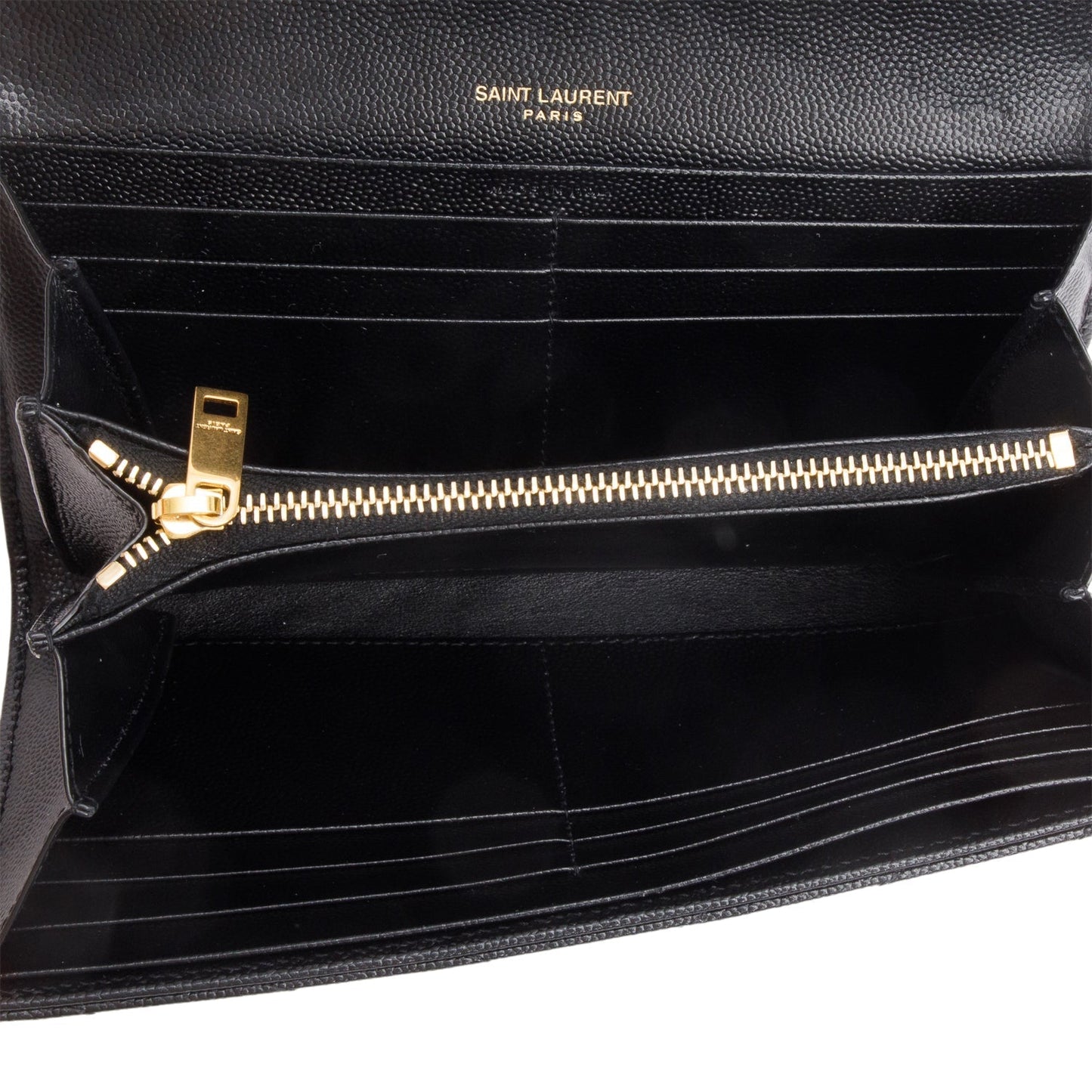 Saint Laurent 2021 Black Lambskin Leather Cassandre Matelasse Large Flap Wallet