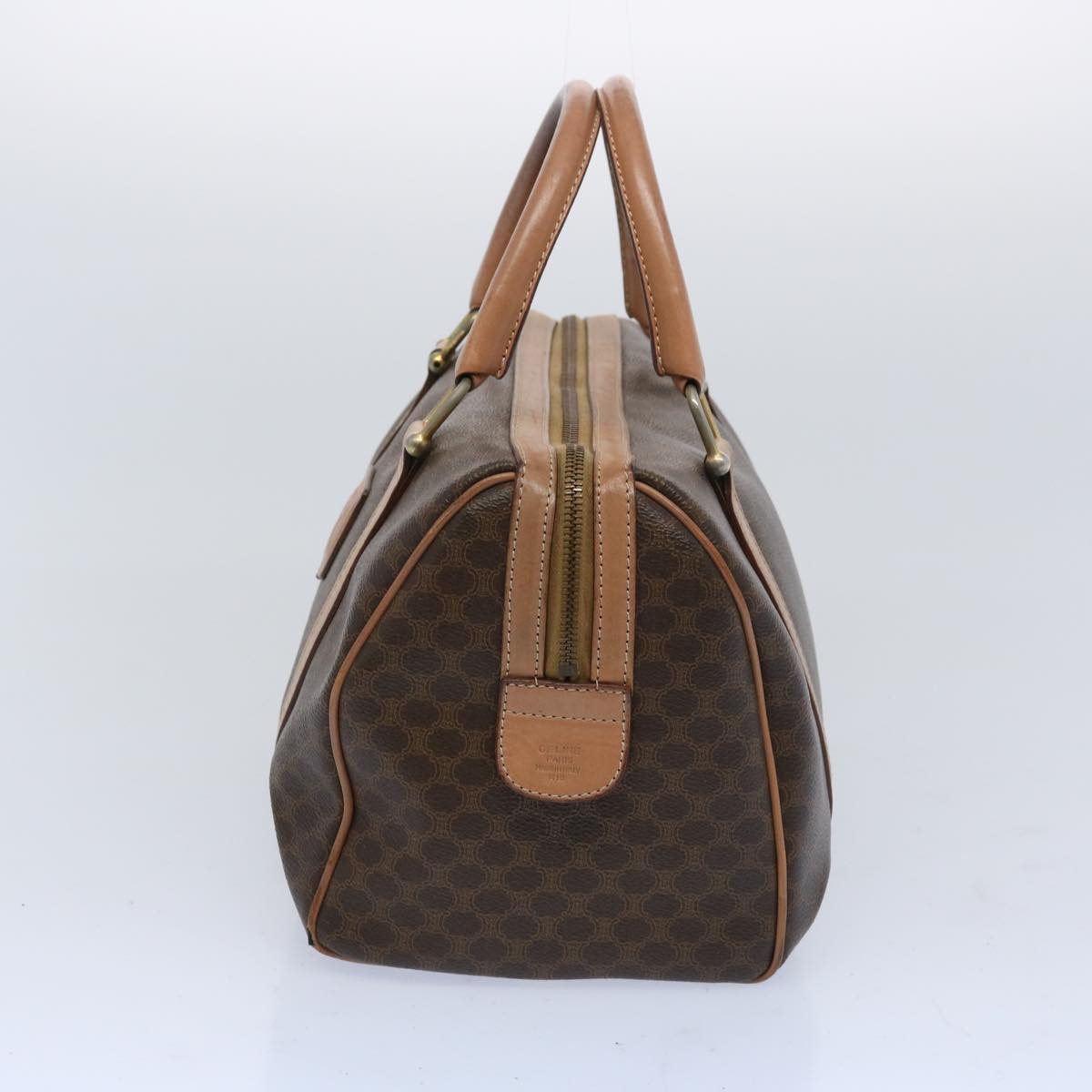 Luxury CELINE Macadam Canvas Boston Bag PVC Brown  65586