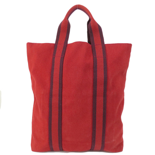 HERMES Handbag canvas Red Fool Toe Kabas Women Used