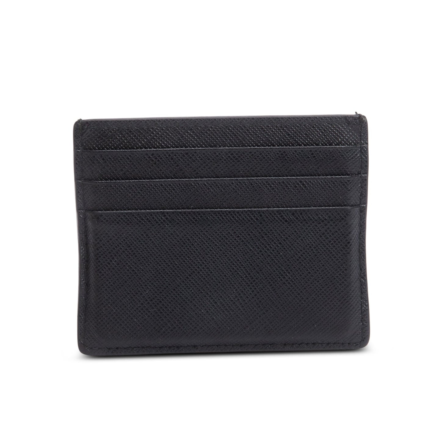 Prada 2020 Black Saffiano Leather Triangle Card Case