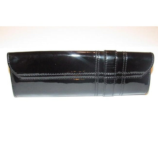 Gucci W Accent Black Patent Leathergold Bow Clutch