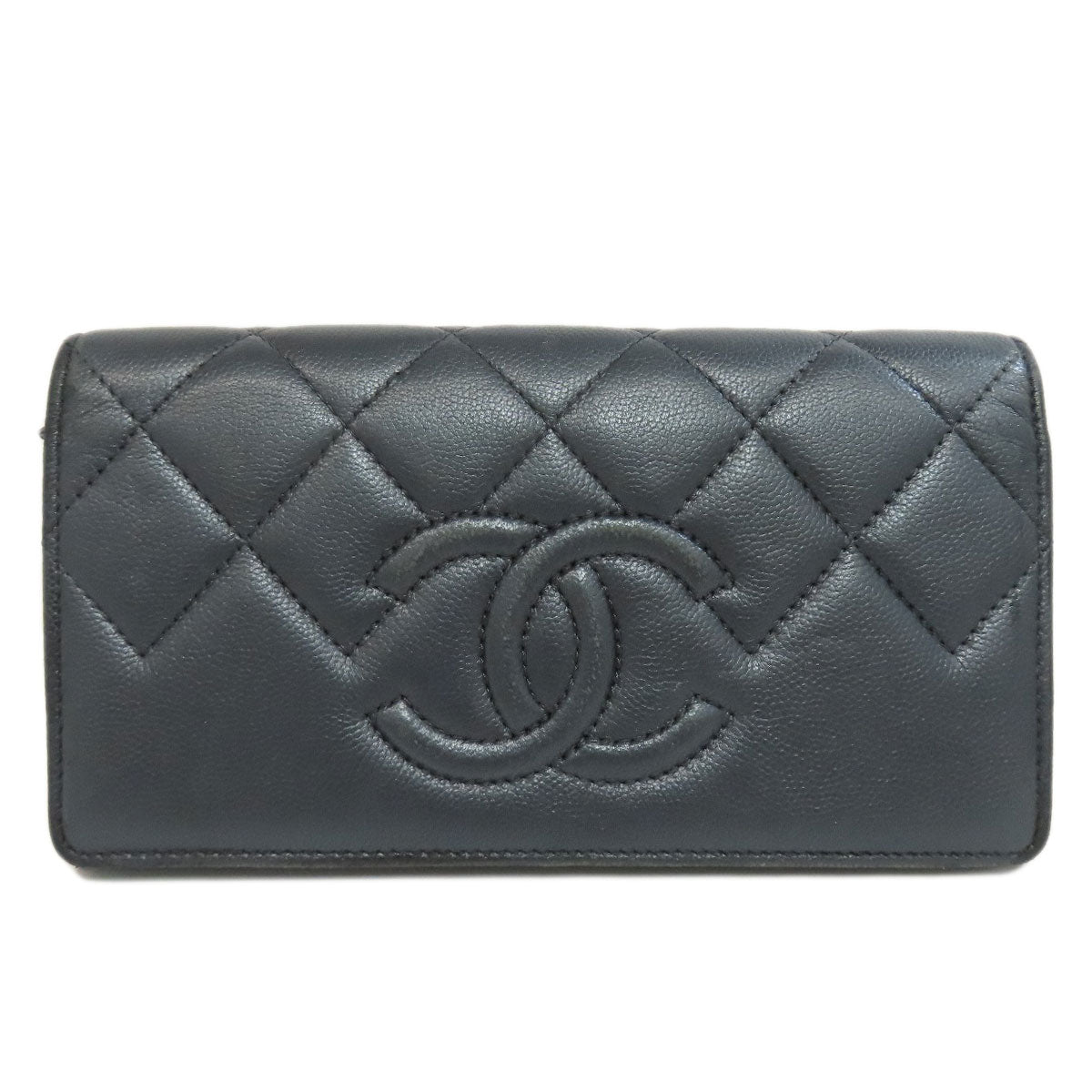 CHANEL Long Wallet Purse Soft Grained Calfskin gray COCO Mark