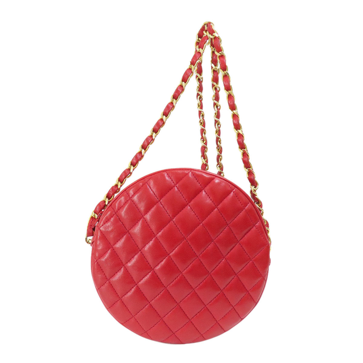 CHANEL Shoulder Bag lambskin Red COCO Mark Gold Metal