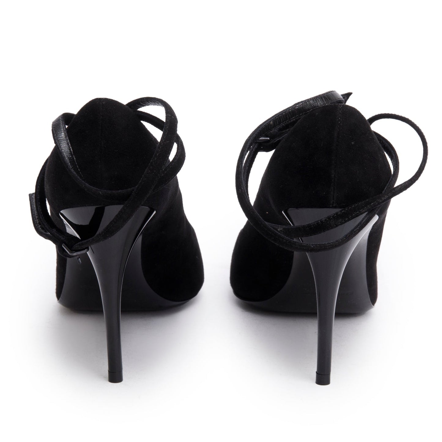 Saint Laurent Black Suede Lexi Ankle Strap Pumps, Size 39