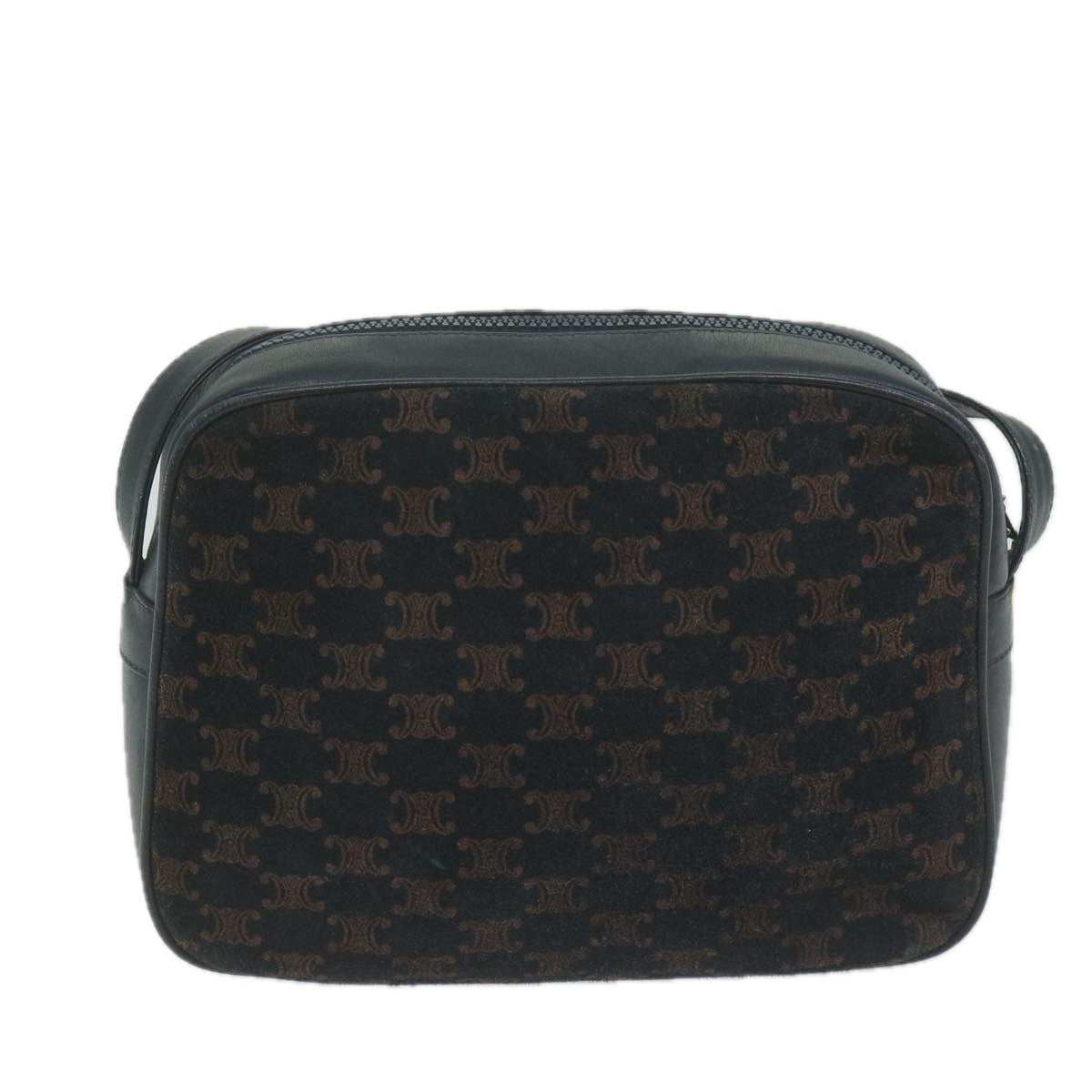 Luxury CELINE Macadam Canvas Shoulder Bag Navy  65782