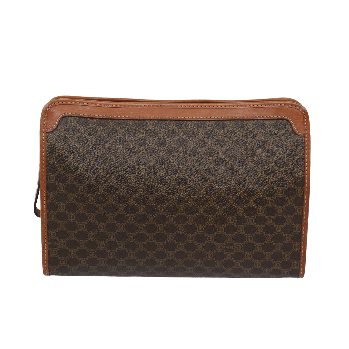 Luxury CELINE Macadam Canvas Clutch Bag PVC Brown  65785