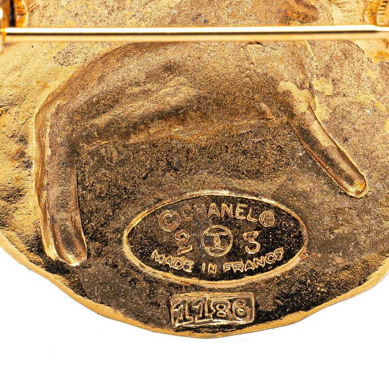 Chanel Gold Plated Lion Logo Brooch 23 Classic Flap Tote