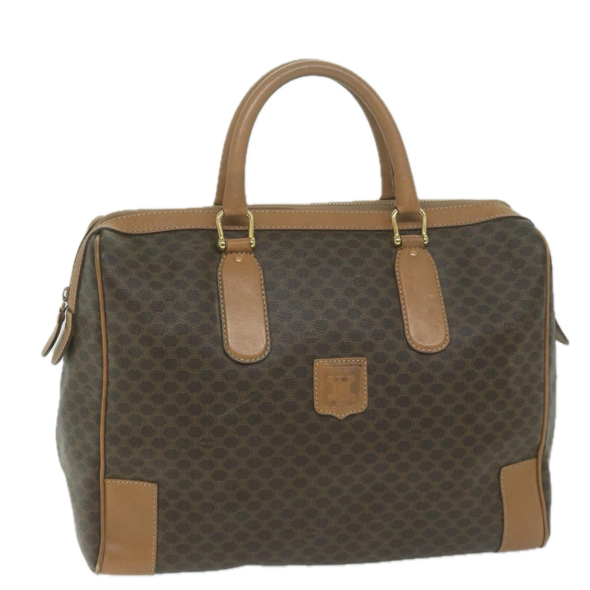 Luxury CELINE Macadam Canvas Boston Bag PVC Brown  65800