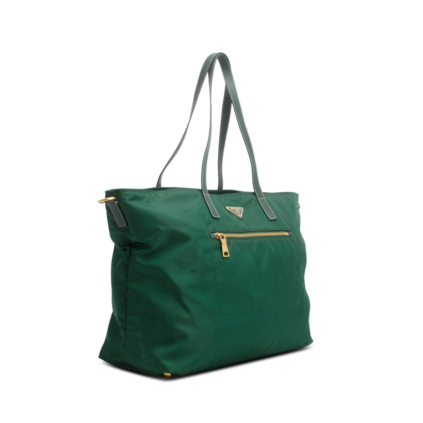 Prada Green Saffiano-Trimmed Tessuto Nylon Tote