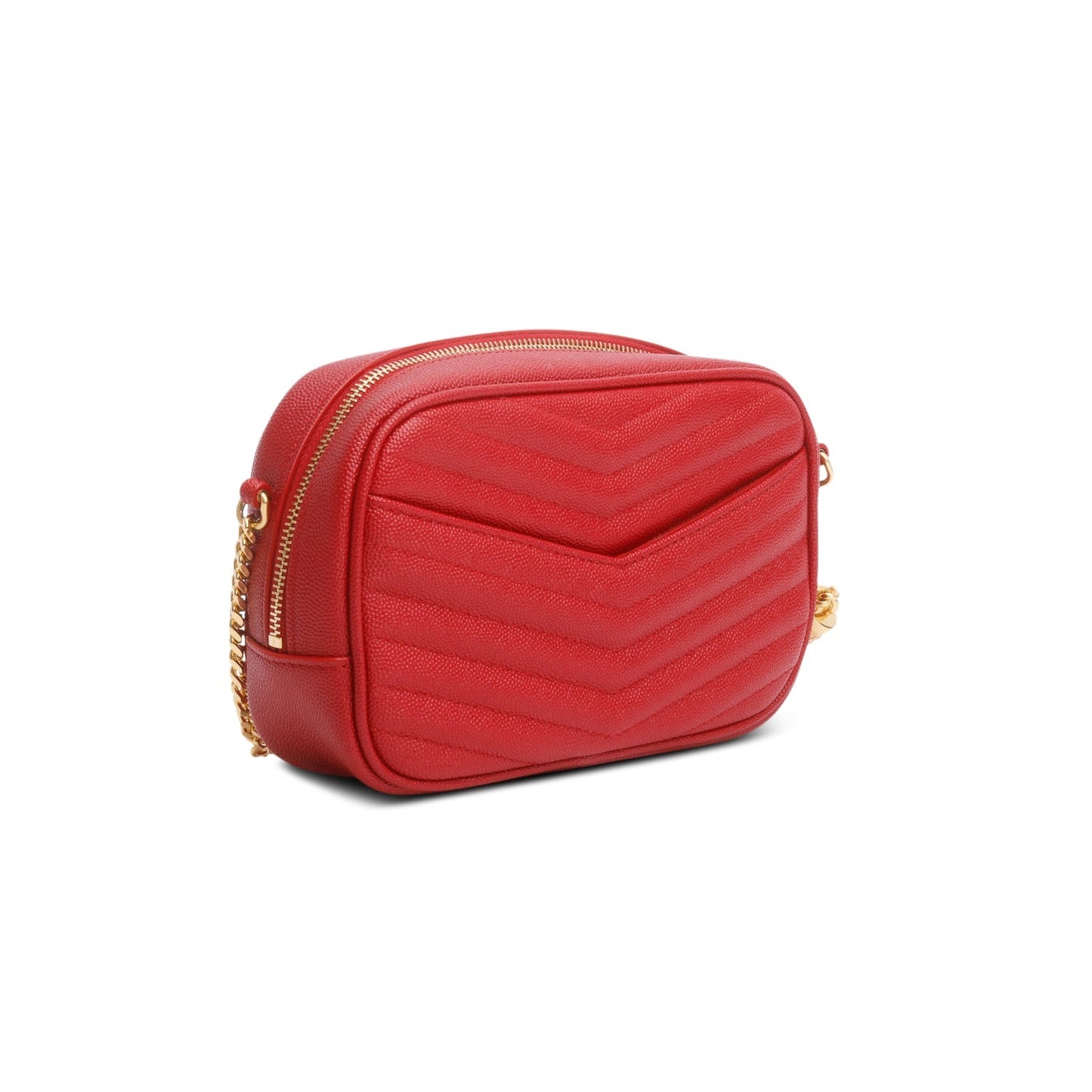 Saint Laurent Red Quilted Calfskin Matelasse Leather Mini Lou Camera Bag