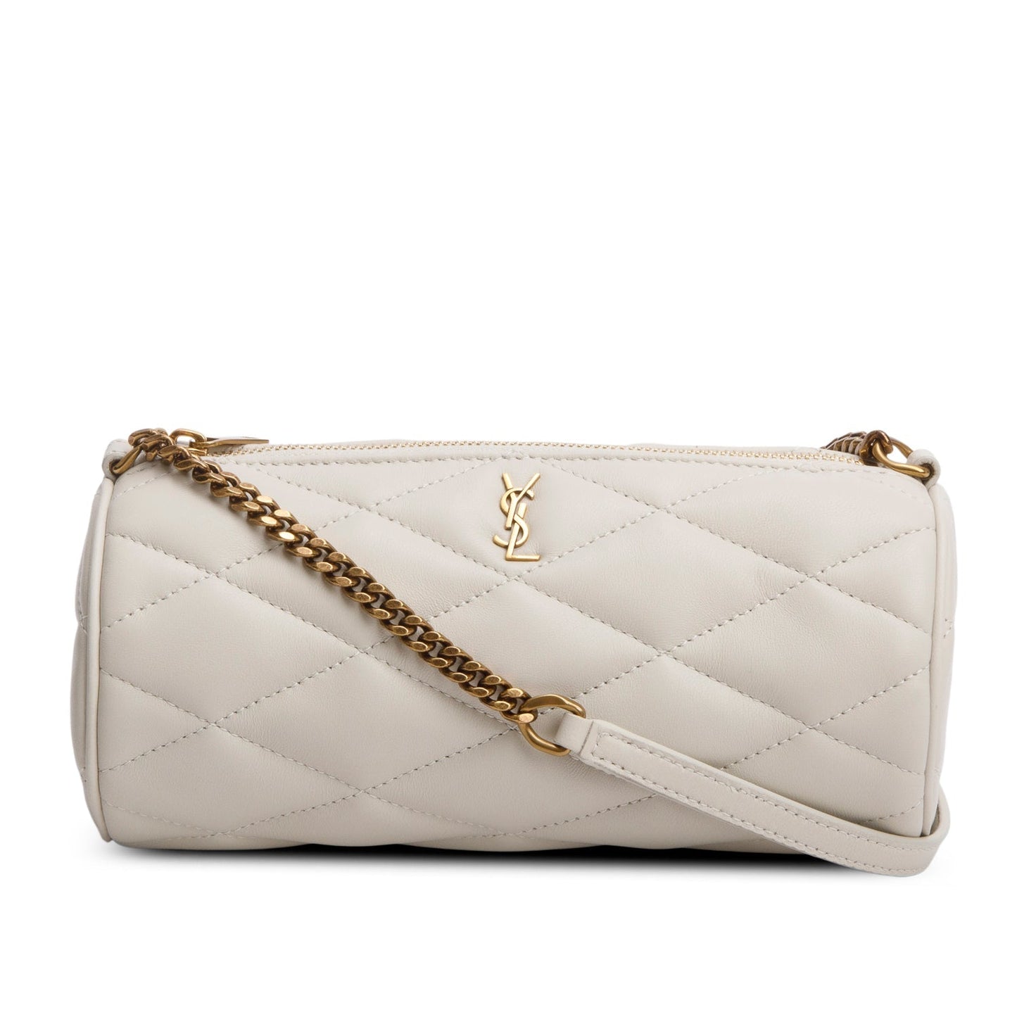Saint Laurent 2022 Ivory Quilted Lambskin Leather Mini Sade Tube Bag