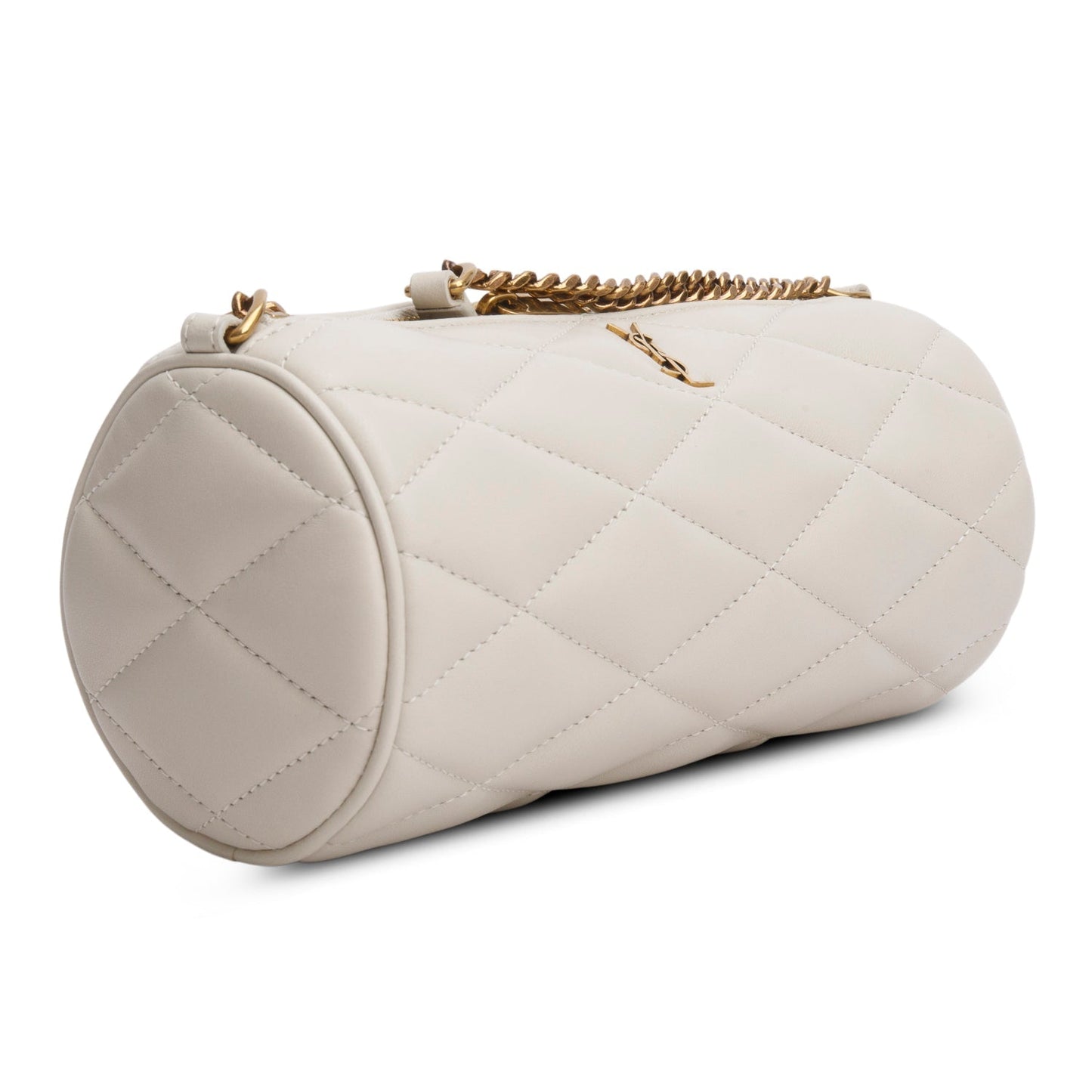 Saint Laurent 2022 Ivory Quilted Lambskin Leather Mini Sade Tube Bag