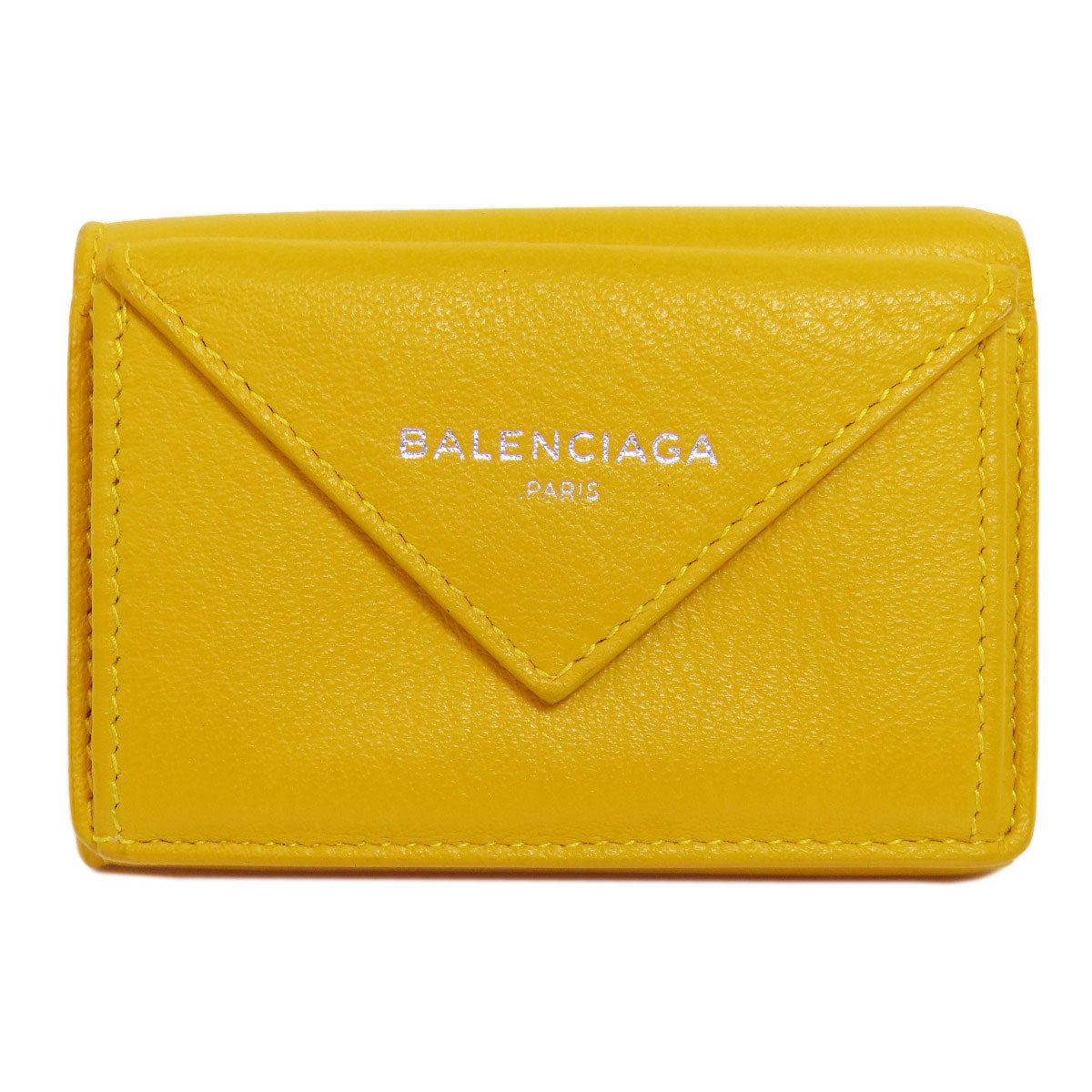 BALENCIAGA Bifold Wallet 391446 leather yellow Paper mini wallet Women